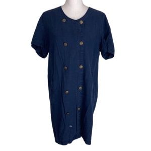 Italian shirt dress blue vintage short sleeved with holes and tears present